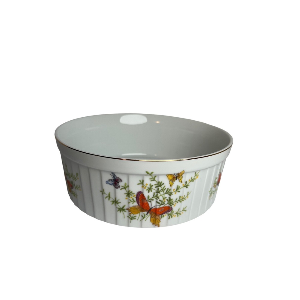 Vintage‎ Ecstasy Porcelain Butterfly Souffle Dish Oven to Table Japan Gold Rim